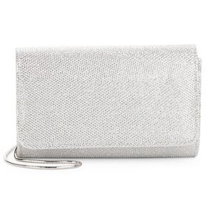 La Regale Silver Evening Sparkle Glitter Clutch Purse w/ Removeable Strap NWT